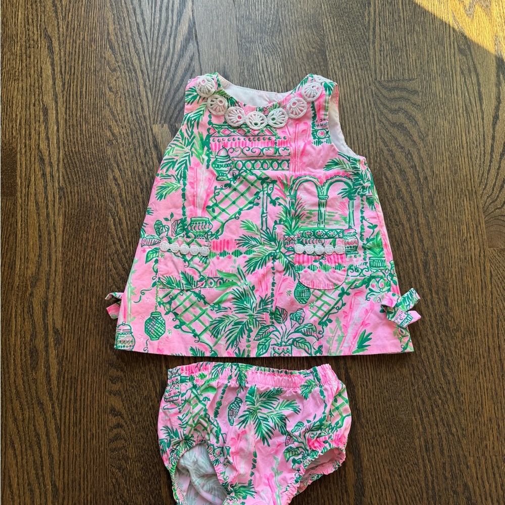 Lilly Pulitzer Pink & Green Tropical Tank Dress with Matching Bloomers